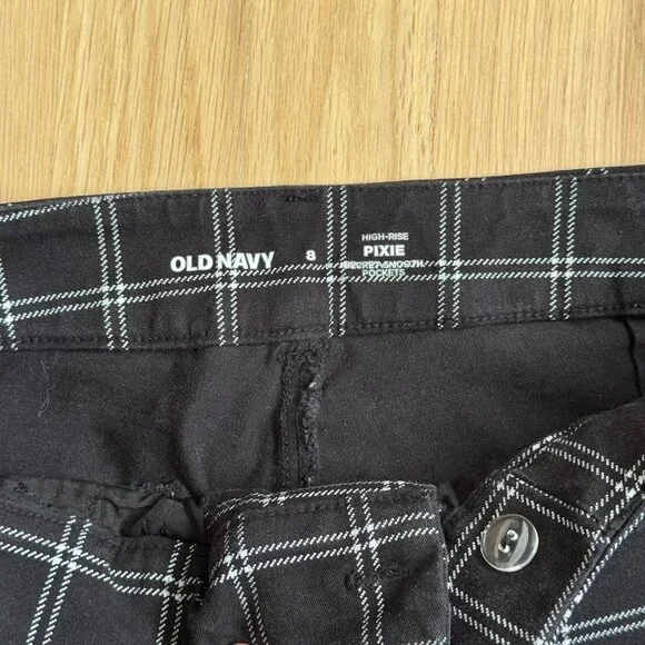 Old Navy Dress Pants High Rise Black Plaid Size 8 - Picture 3 of 4